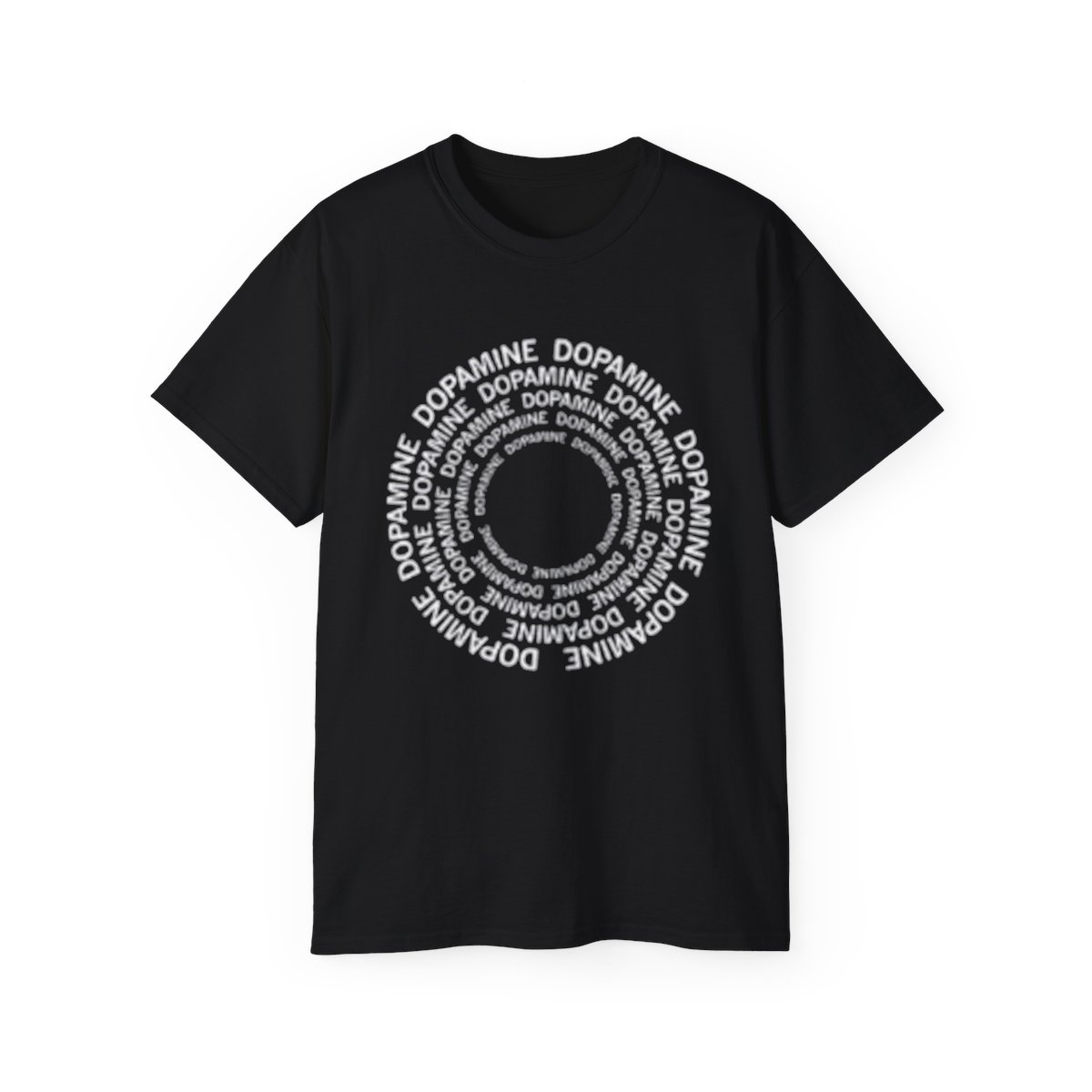 DOPAMINE Spiral shirt | T-Shirt, circular word art, black graphic tee | Andrew Huberman Huberman Lab