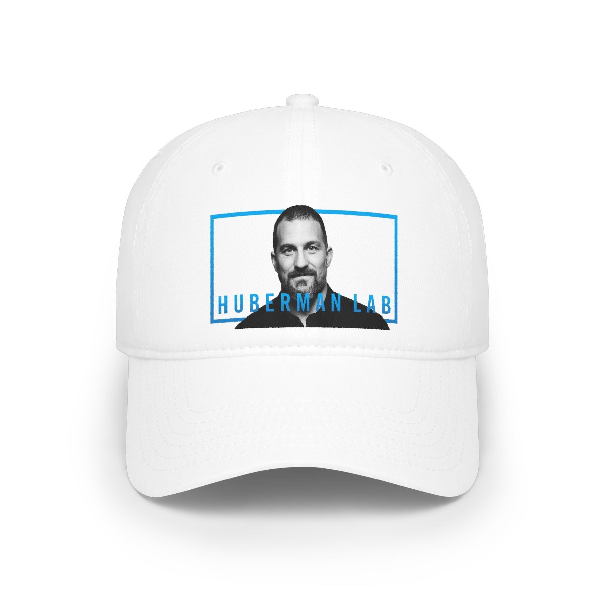 Male Portrait Logo Baseball Cap | Minimal Photo Emblem, Blue Frame | Andrew Huberman Huberman Lab